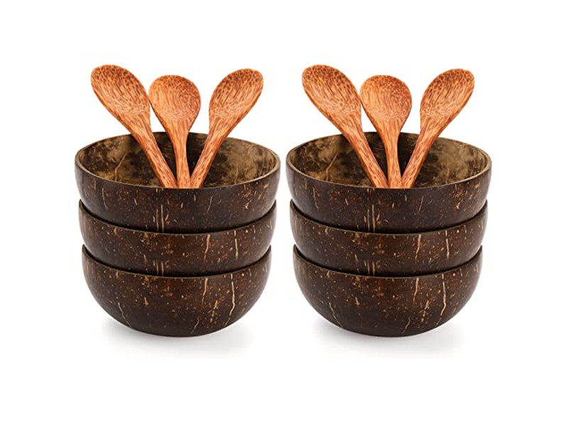 Serving Bowl Bamboo Bowls Coconuts Coconut Forks Cocopalm Dish Spoon Stand Plate