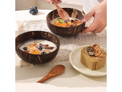 6 Coconut Bowl Beechwood Berry Set Crafts Shells Plates Pearled Candle Scented