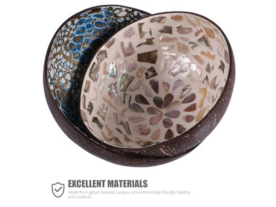 Carving Coconut Bowl Latest Bowls Lacquer Unique Pattern Cluster Shell Spoons