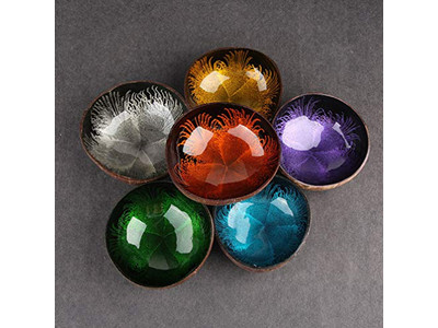 Coconut Bowl With Logo Lacquered Australia Base Indonesia Scent Wax