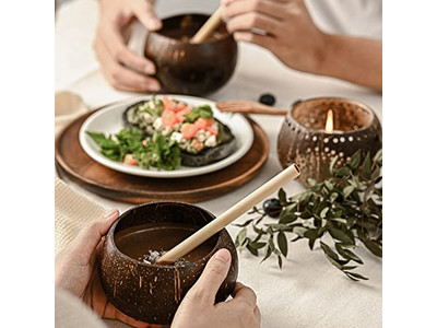 Coconut Breakfast Bowl Wood 20Cm Shell With Lid Organic Shells Charcuterie Bowls