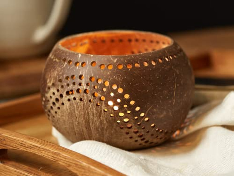 Coconut Mixing Bowl Small Hand-Carved Bowls Natural Wood Organic Kids