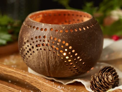 Coconut Mixing Bowl Small Hand-Carved Bowls Natural Wood Organic Kids