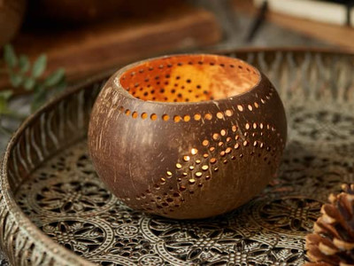 Coconut Mixing Bowl Small Hand-Carved Bowls Natural Wood Organic Kids