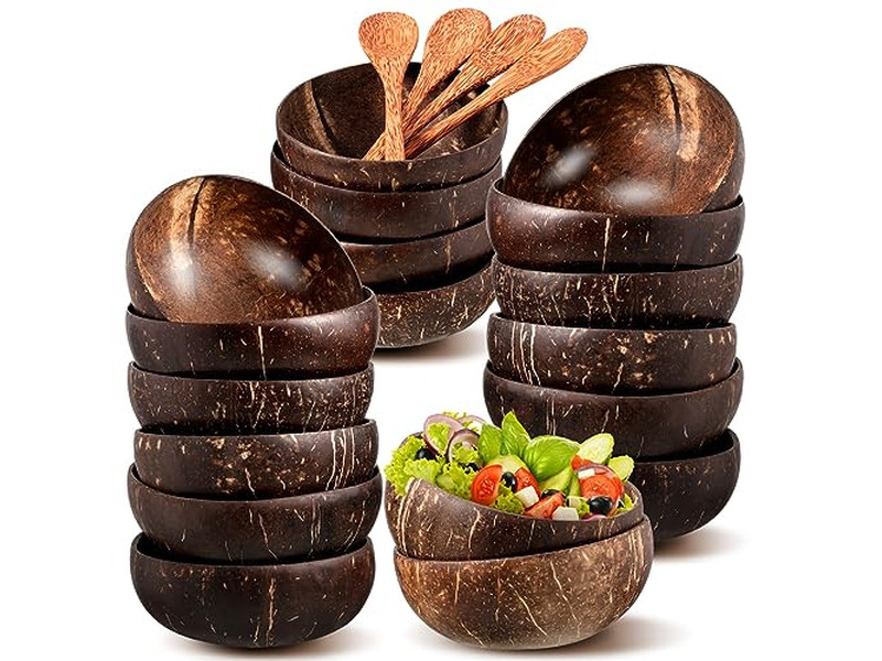 Fruit Salad Bowl Cake Powder Rock Wooden Kitchen Set Bamboo Mask Coconut Husk
