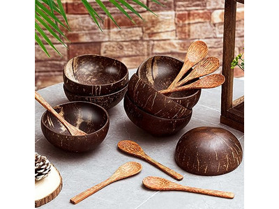 Fruit Salad Bowl Cake Powder Rock Wooden Kitchen Set Bamboo Mask Coconut Husk
