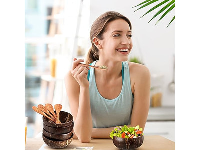 Fruit Salad Bowl Cake Powder Rock Wooden Kitchen Set Bamboo Mask Coconut Husk