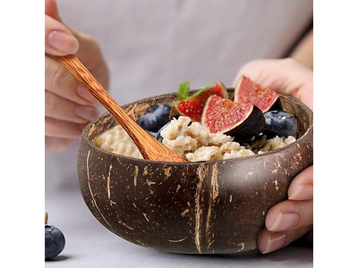 Fruit Salad Bowl Cake Powder Rock Wooden Kitchen Set Bamboo Mask Coconut Husk