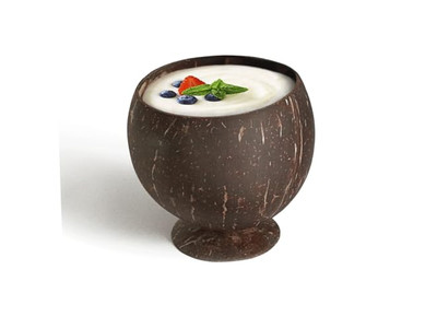 Set Of One Coconut Bowl Look Alike With Stand Vietnamese Bowls Logo Cover