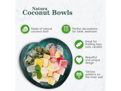 Wooden Bowl Set Big Coconut Raw Lid Hot Decorations Handcrafted Products